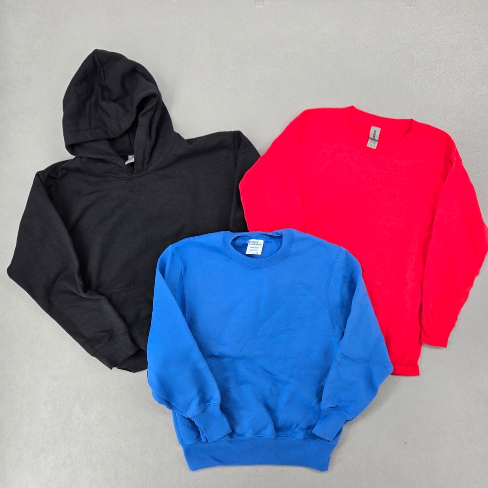 Gildan Port & Company NWOT Youth Small Hoodie Sweatshirt Long Sleeve Tee Lot 3